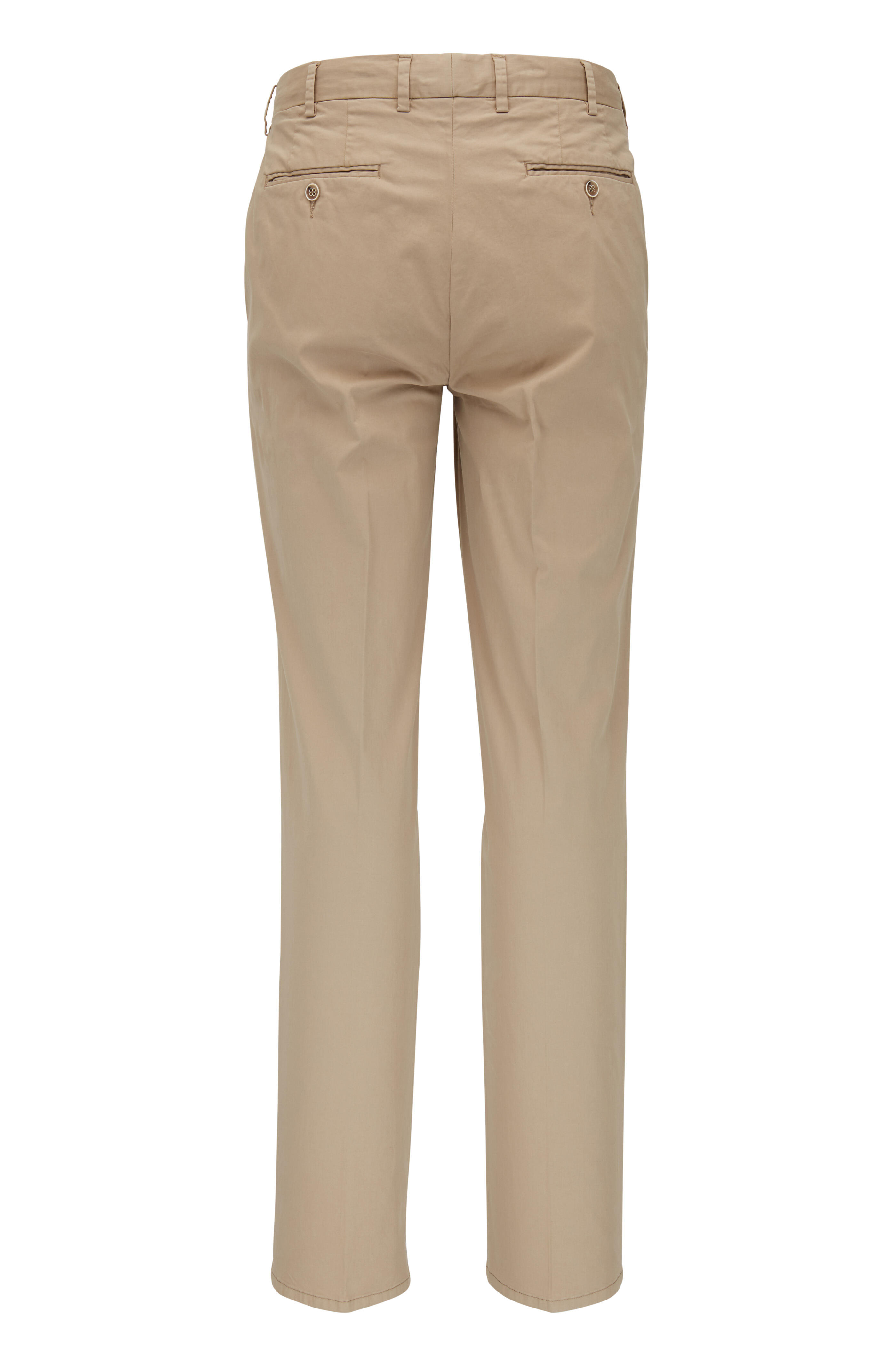 Peter Millar - Khaki Cotton & Silk Flat Front Pant