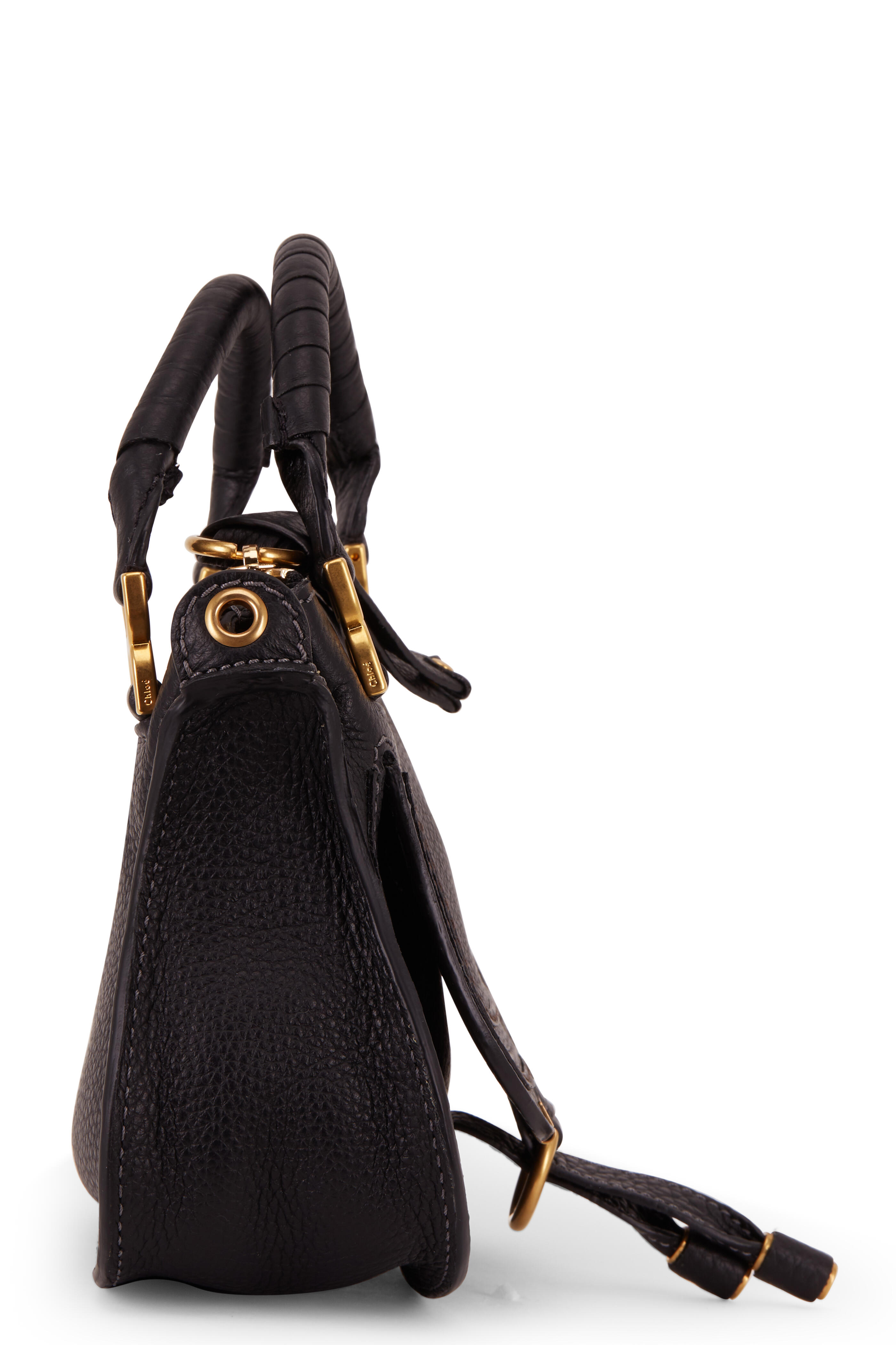 Chloe Calfskin Nano Marcie Saddle Bag Black