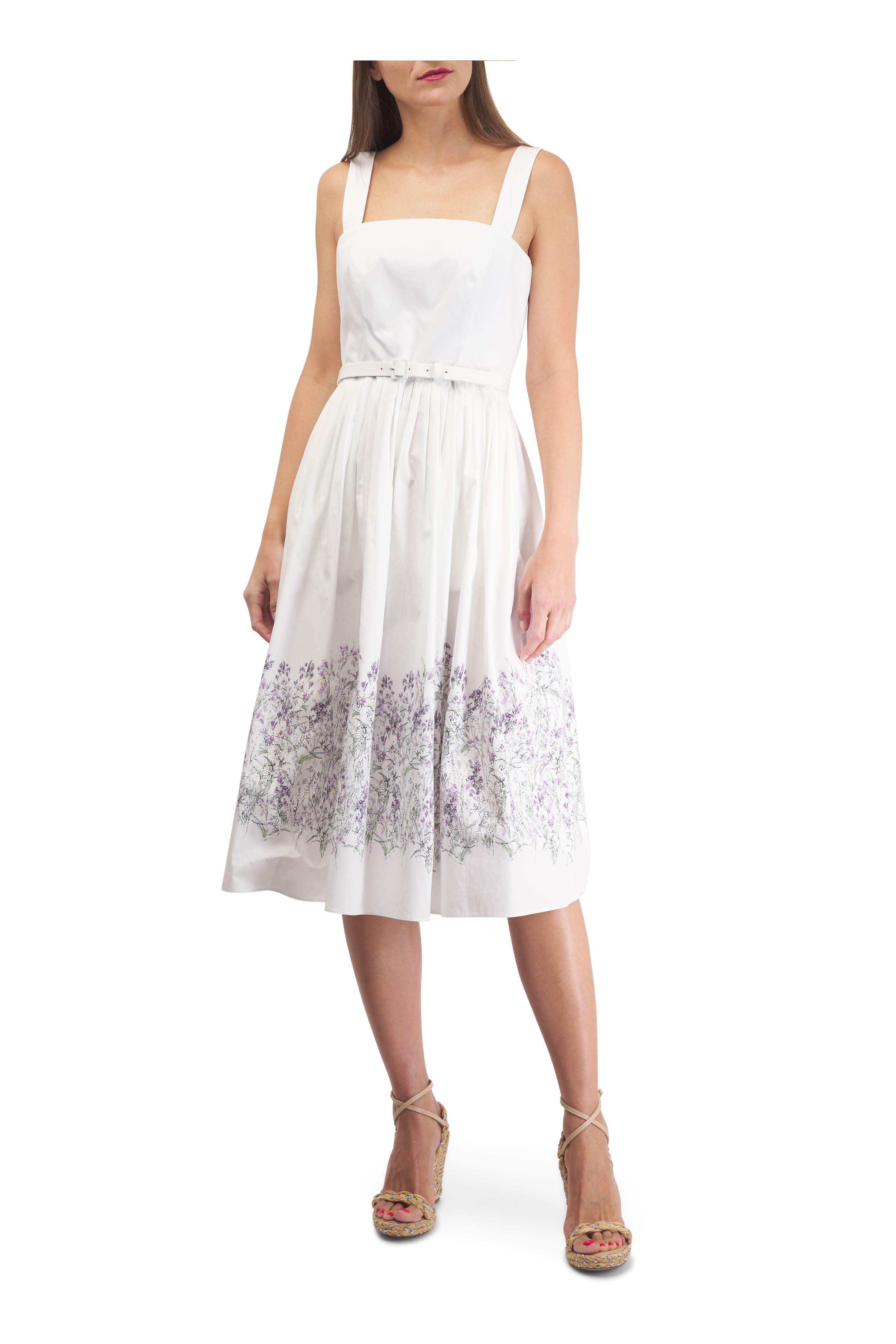 Adam Lippes - Hoban White & Lilac Floral Cotton Poplin Dress