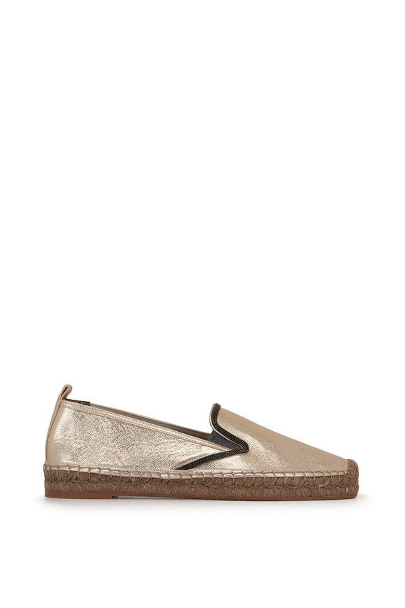 Brunello Cucinelli - Platino Metallic Espadrille Flat 