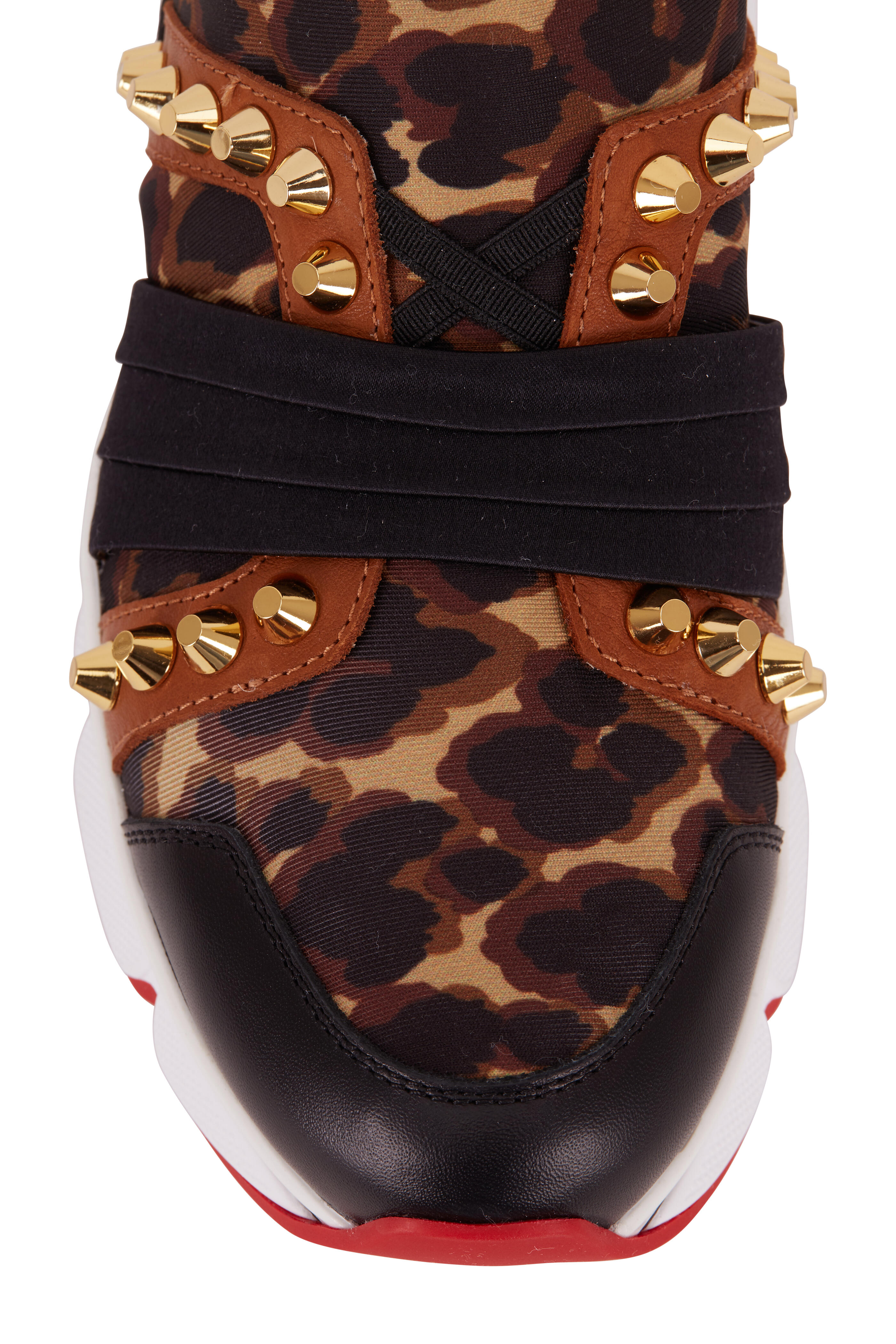 Christian Louboutin - Run Black & Marron Leopard Print Sneaker