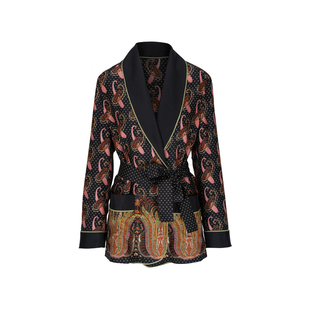スーツ ETRO Women Outer WRCA000699TUEF9B0665 Black Etro - Black Multi Mantella Printed Shawl Jacket