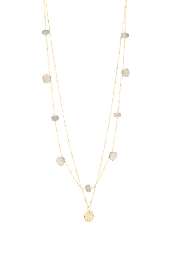 Cristina V. Delicate Labradorite Disc Necklace