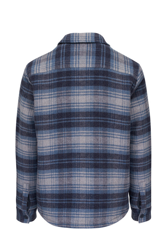 Faherty Brand CPO Mountain Mist Plaid High Pile Fleece Shacket  - view 4