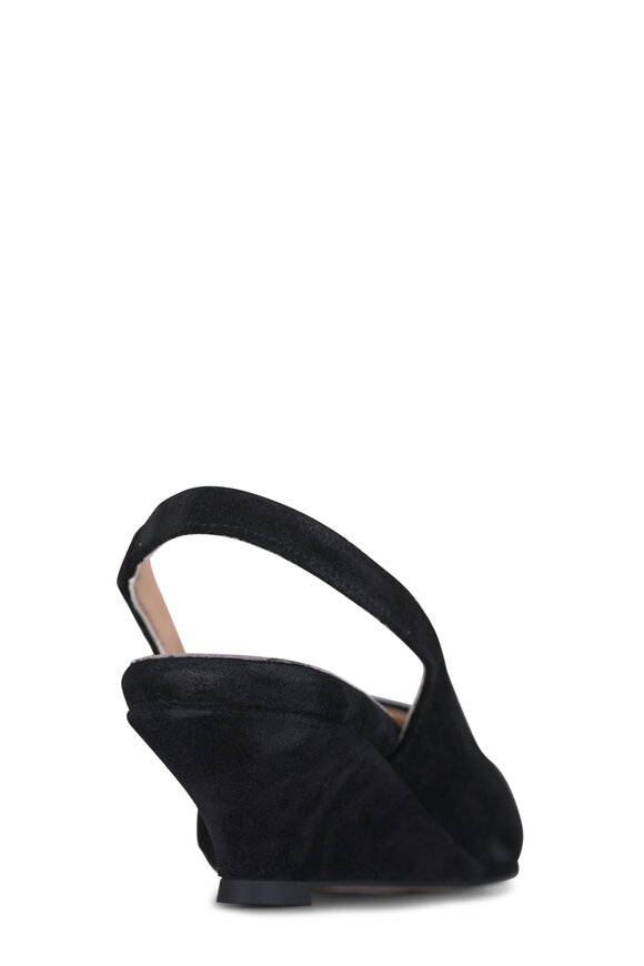 Ron White Bryne Black Onyx Suede Slingback Wedge Pump, 50mm - view 3