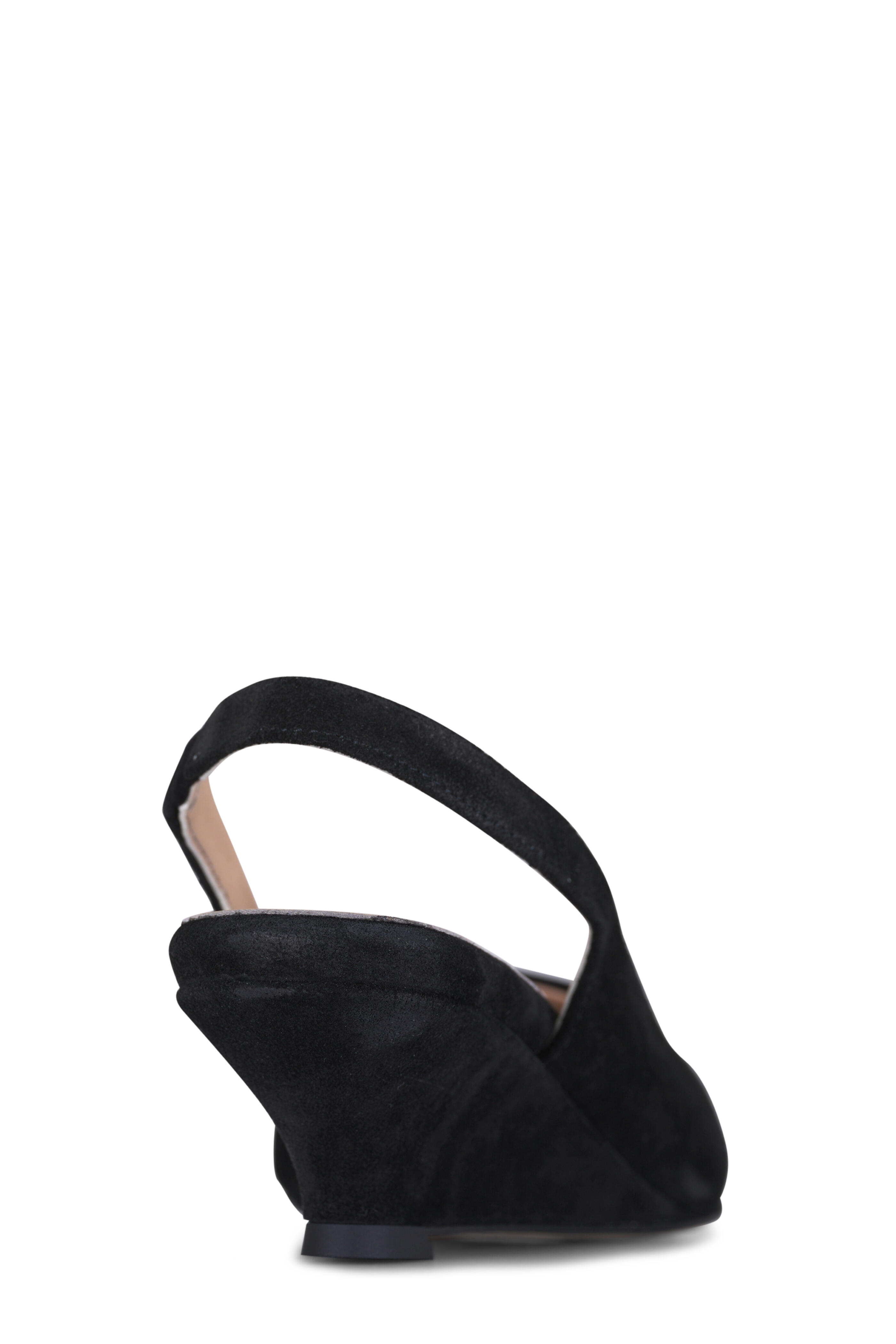 Ron White - Bryne Black Onyx Suede Slingback Wedge Pump, 50mm - view 3