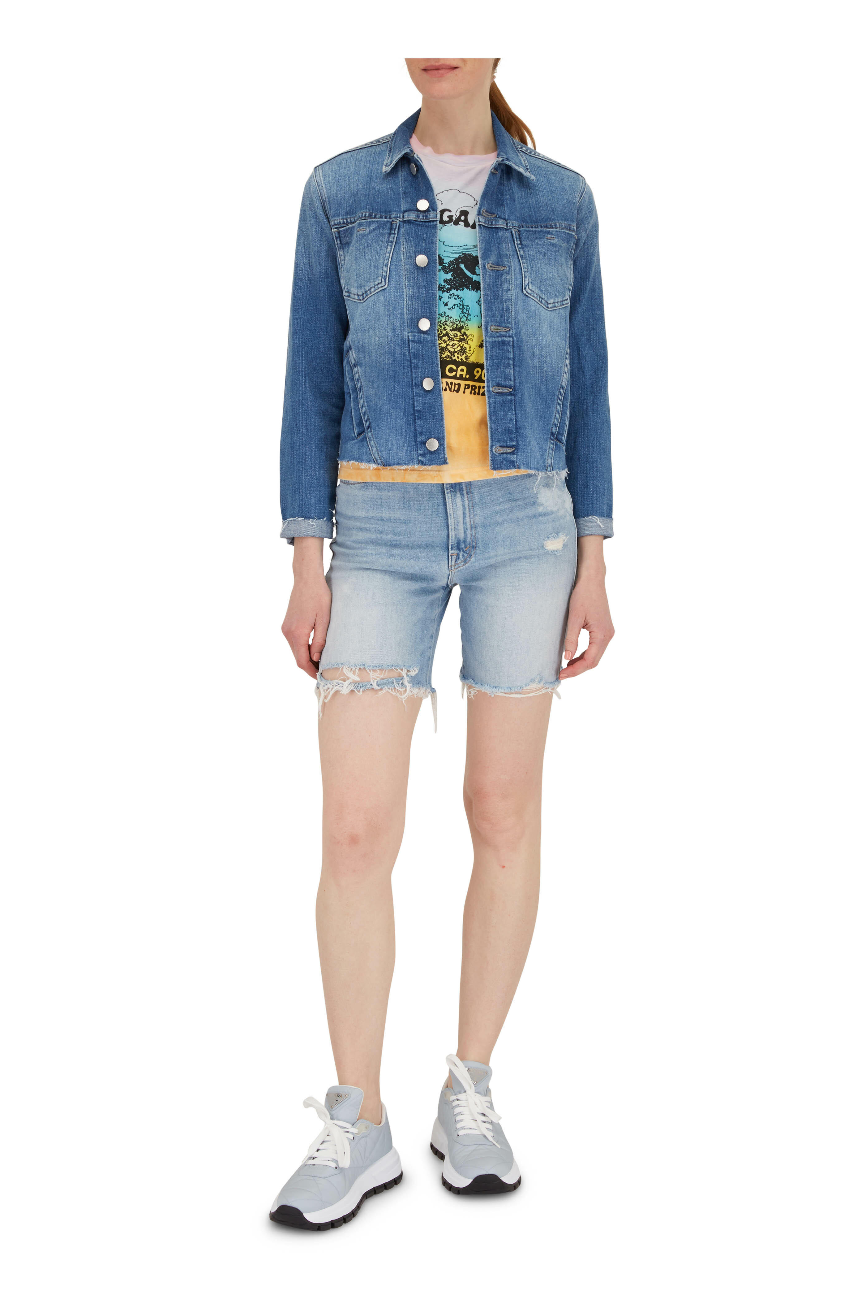 Mother - Smokin' High-Rise Frayed Jean Shorts