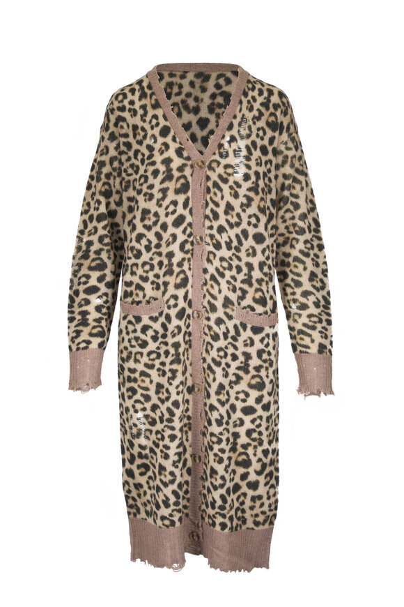 R13 Animal Print Cashmere Long Cardigan - view 1