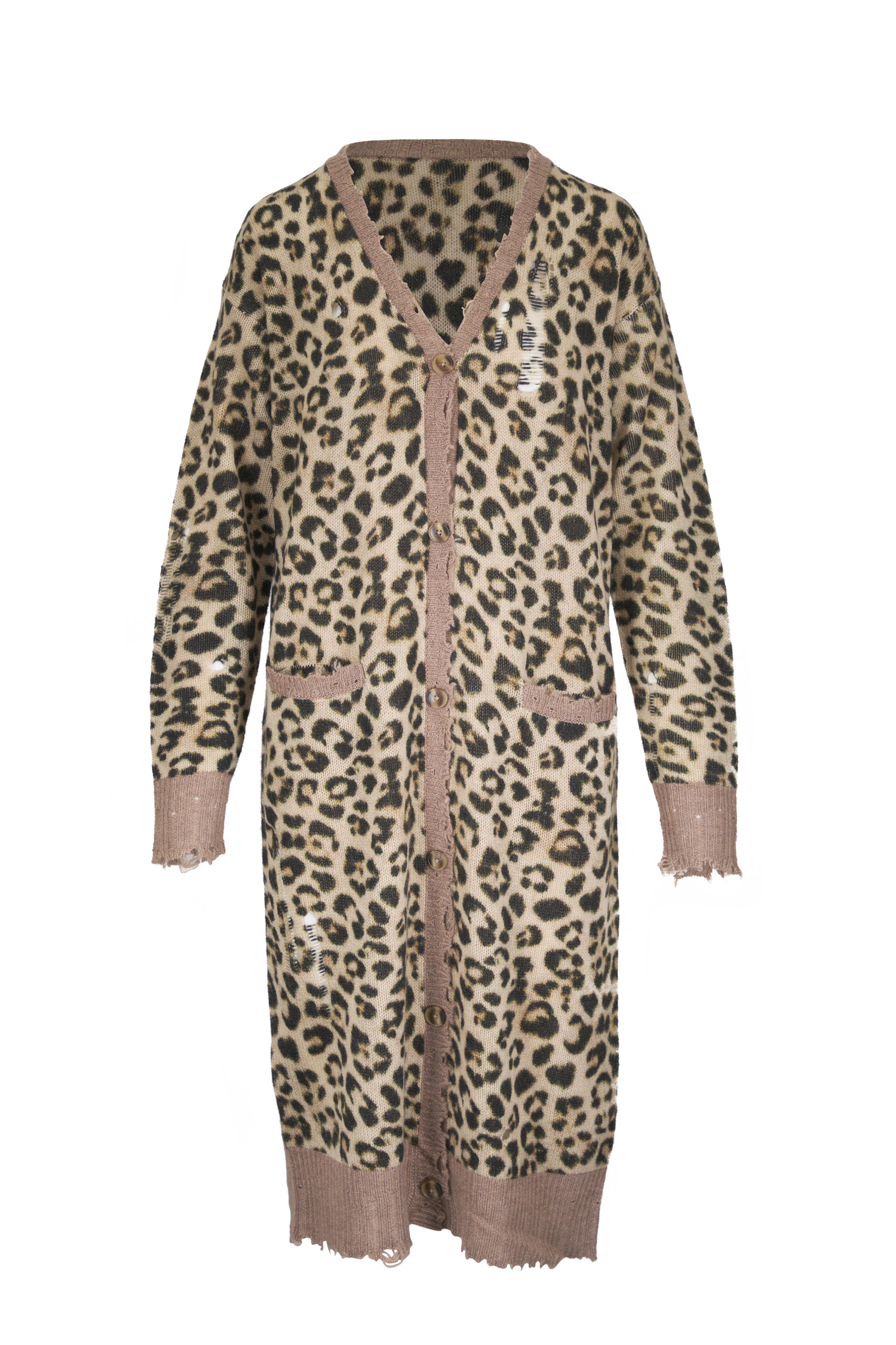 R13 - Animal Print Cashmere Long Cardigan - view 1
