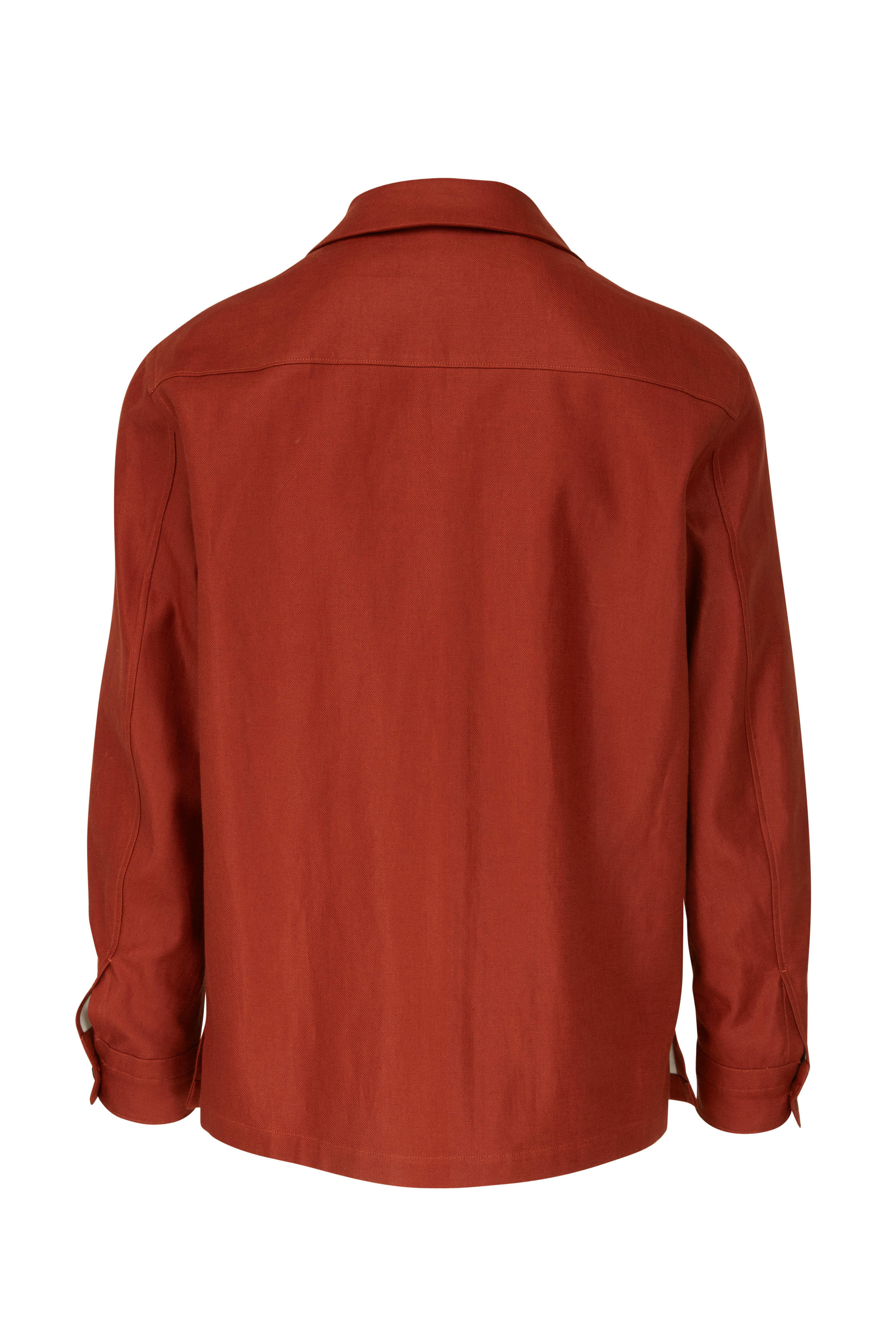 Zegna - Rust Linen Twill Overshirt | Mitchell Stores
