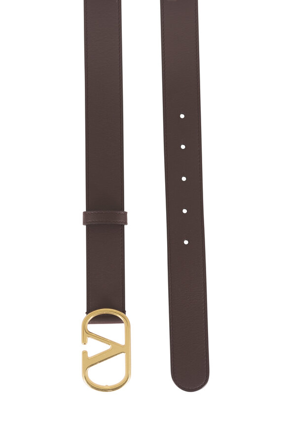 Valentino Garavani VLogo Oak Brown Leather Belt - view 2
