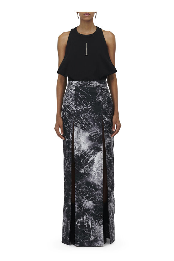 McQueen - Black Silk Twill Smashed Glass Skirt