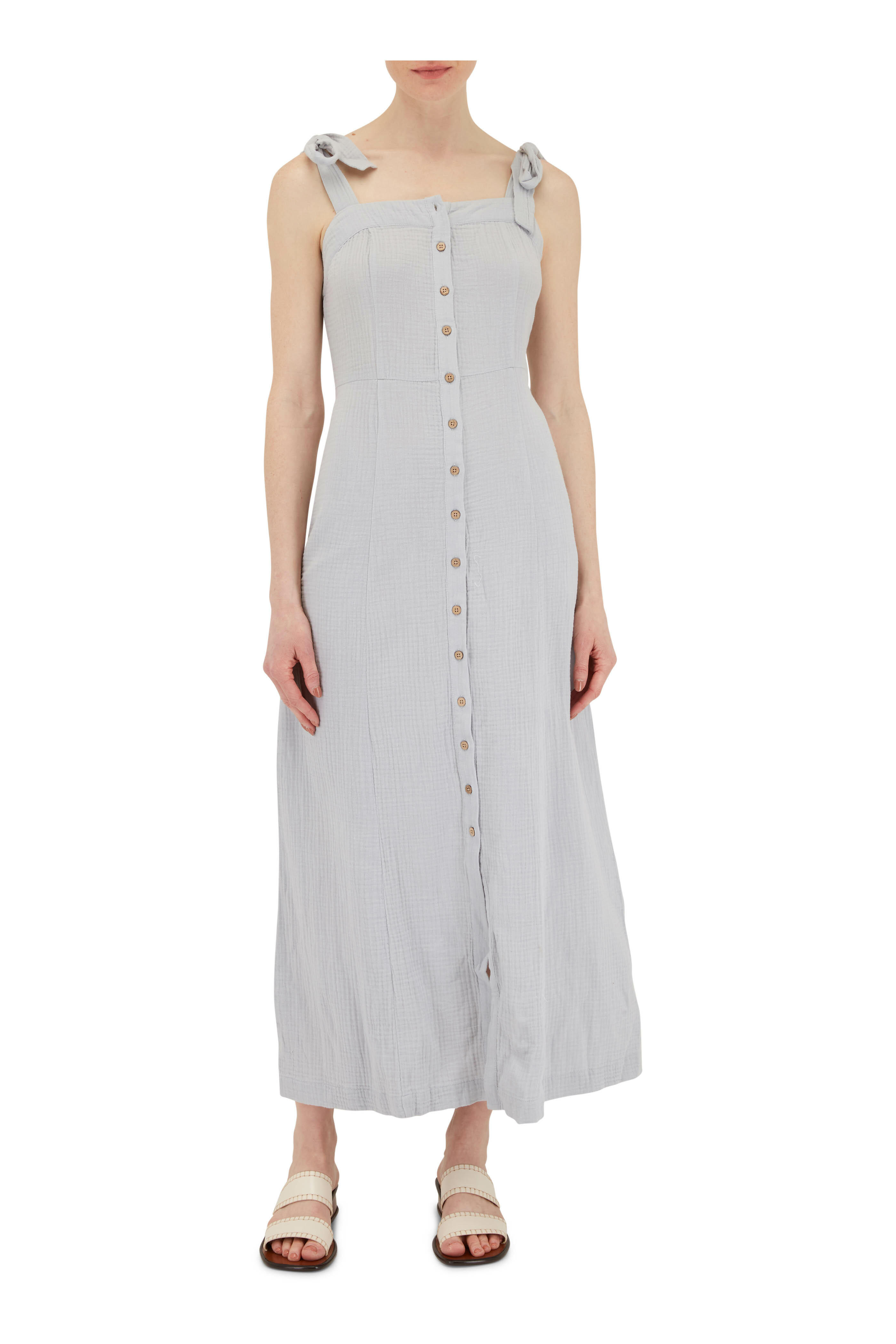 Faherty Brand - Dream Smokey Blue Cotton Gauze Tie Dress