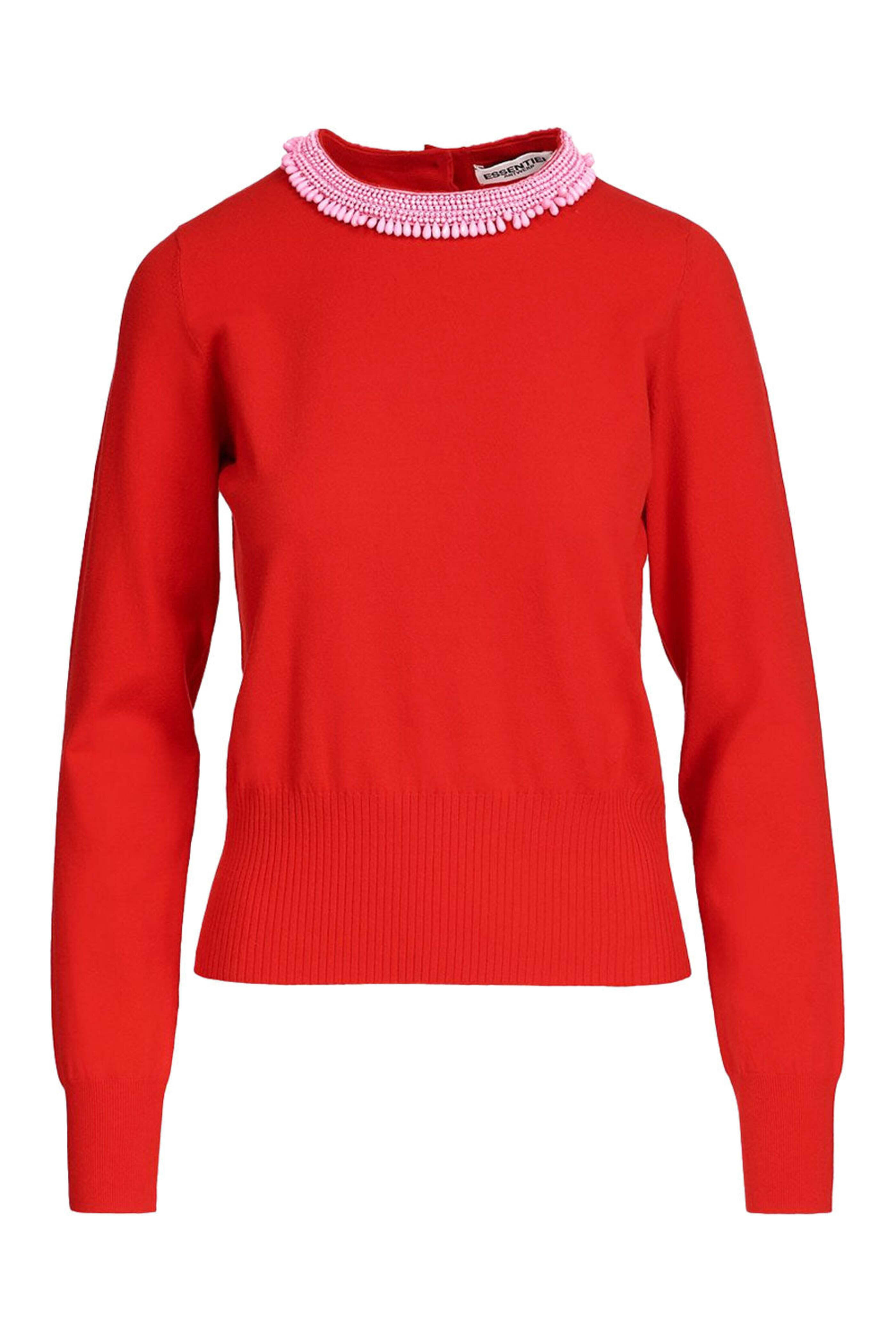 Essentiel Antwerp - Firemen Red Jewel Embellished City Sweater
