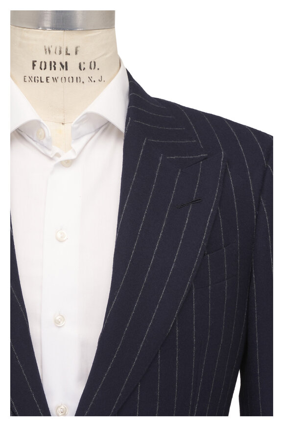 Tom Ford Shelton Navy & Gray Double Pinstripe Wool Suit