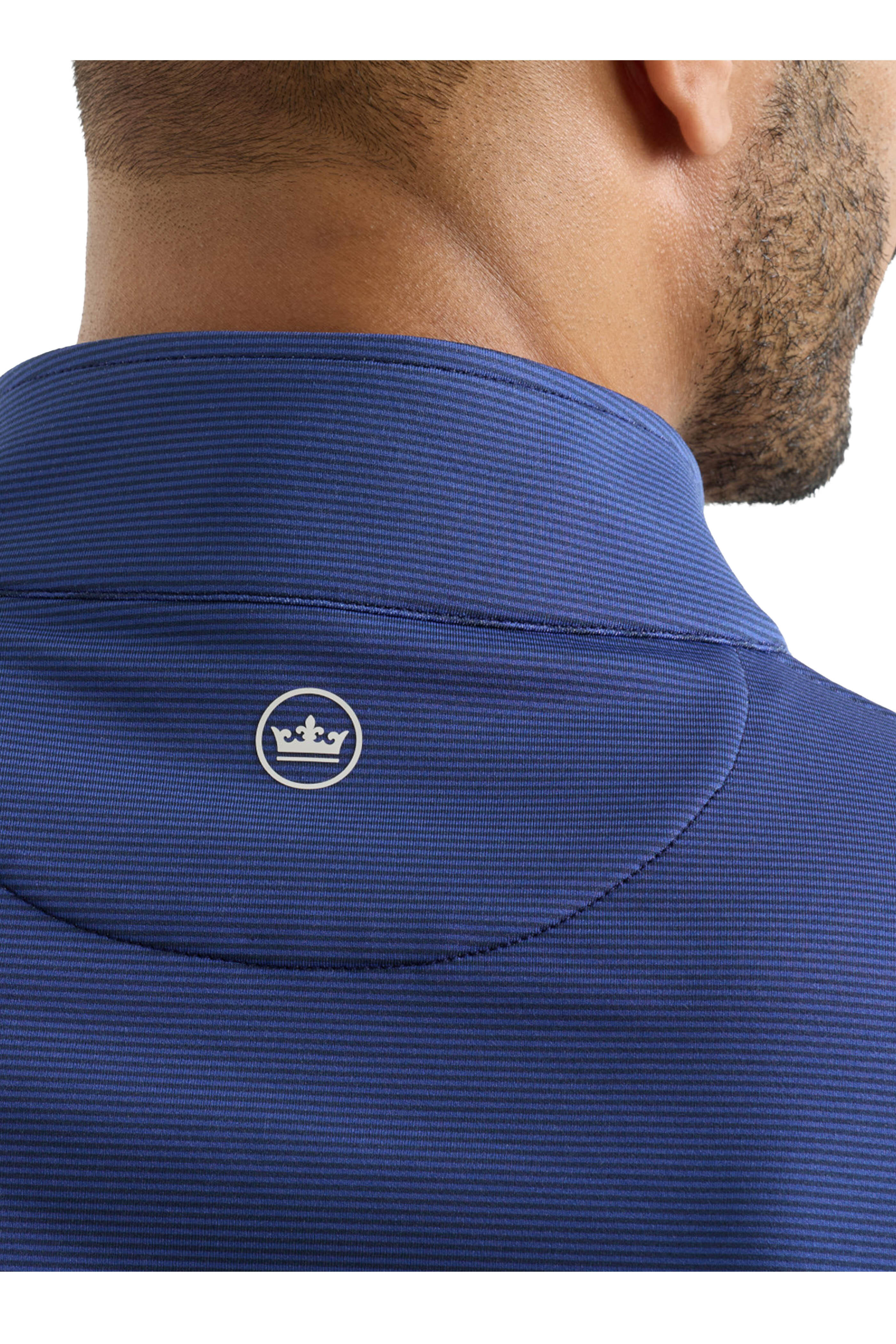 Peter Millar - Perth Sugar Stripe Navy Performance Quarter Zip - view 4