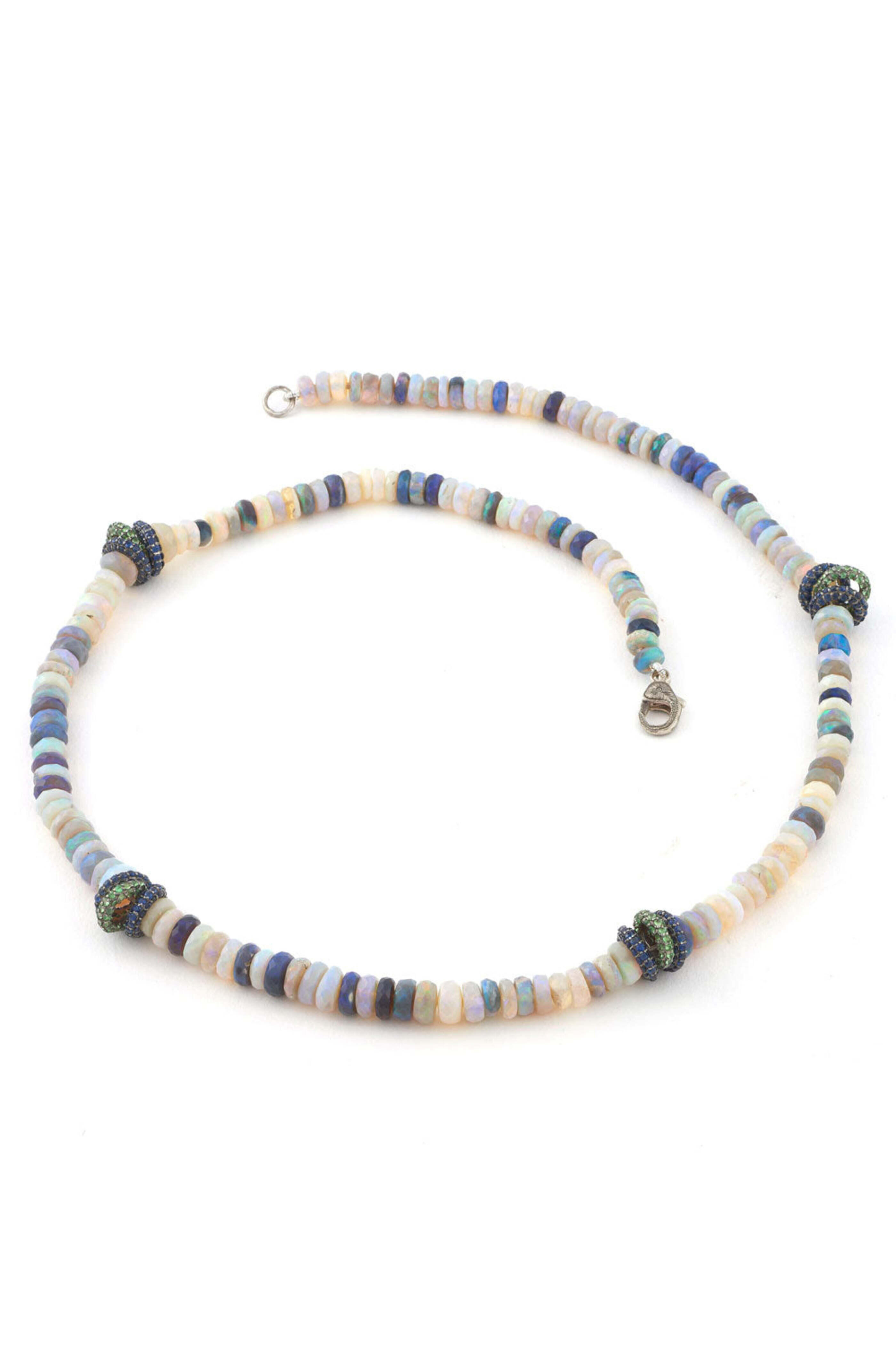 Sylva & Cie - Multi Stone Bead Necklace with Sapphire Rondelles