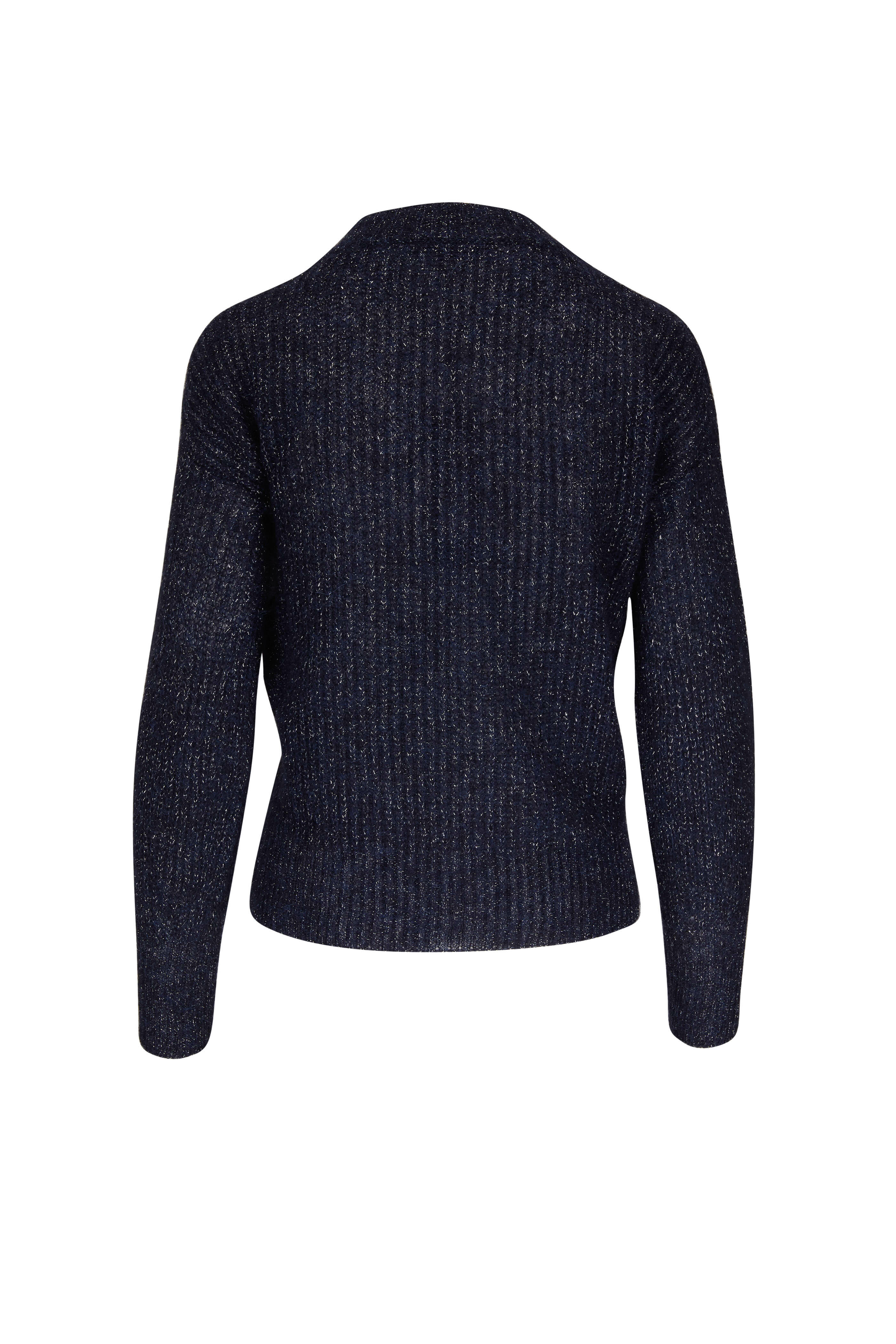 D.Exterior - Navy Lurex Crewneck Sweater