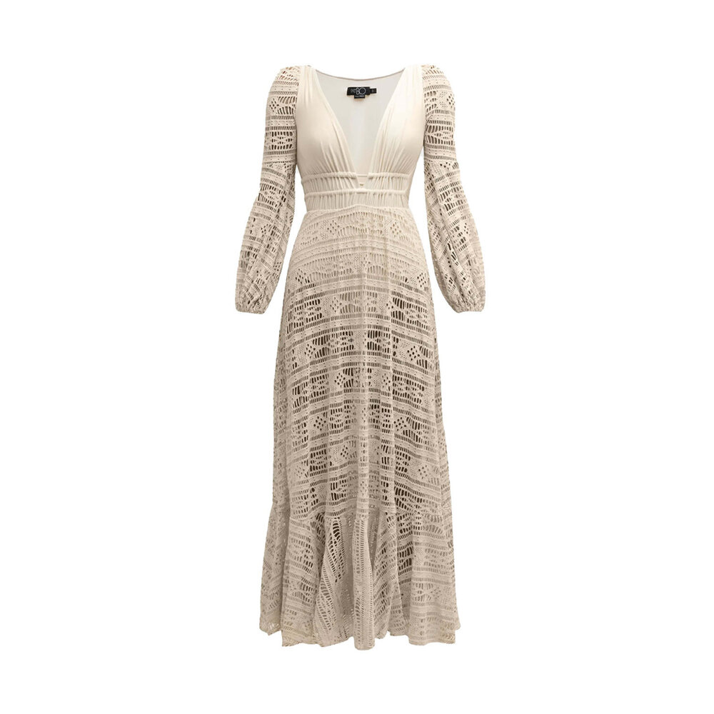 Patbo - Bone V Neck Crochet Beach Maxi Dress