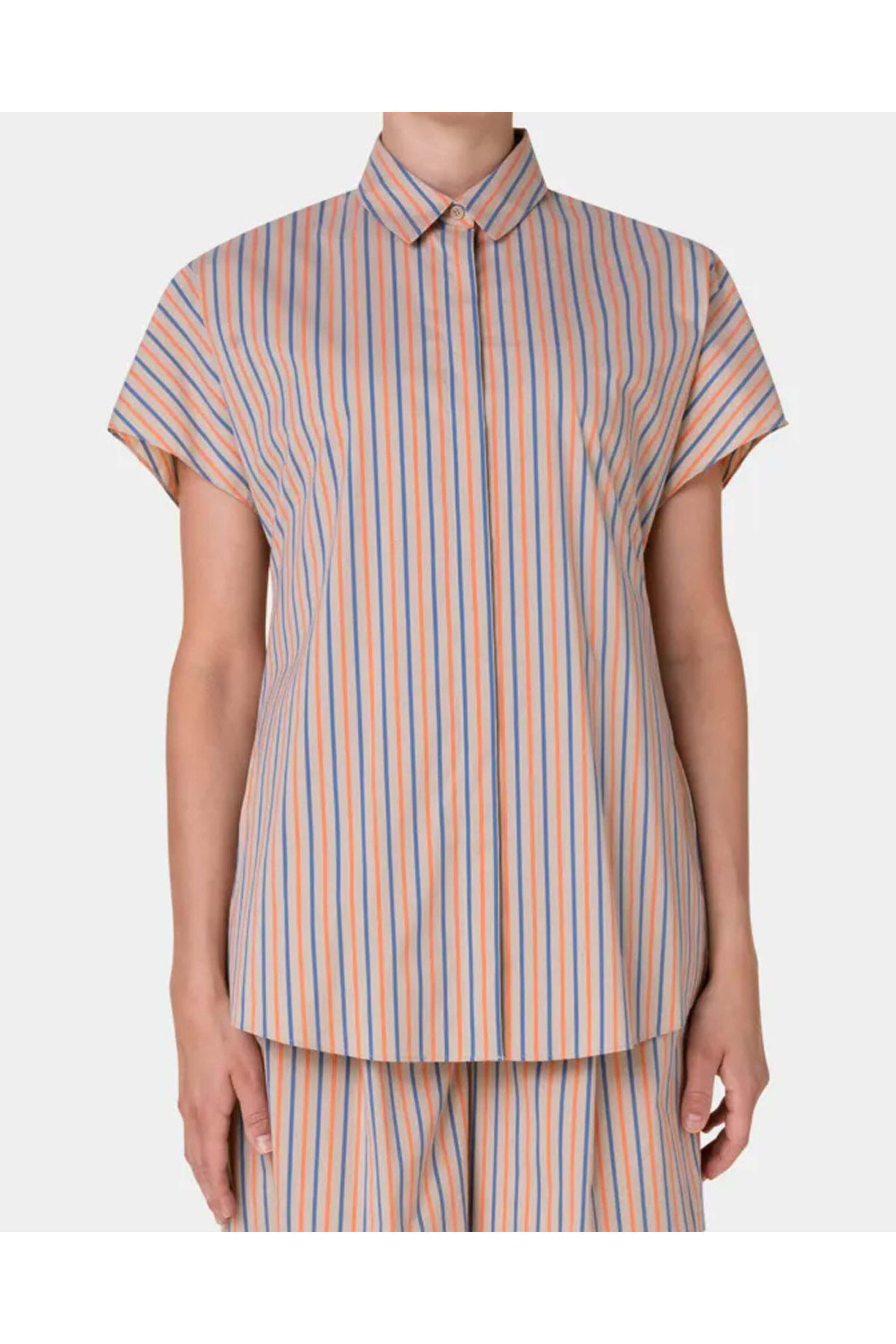 Akris Punto - Beige Parasol Stripe Cotton Poplin Shirt