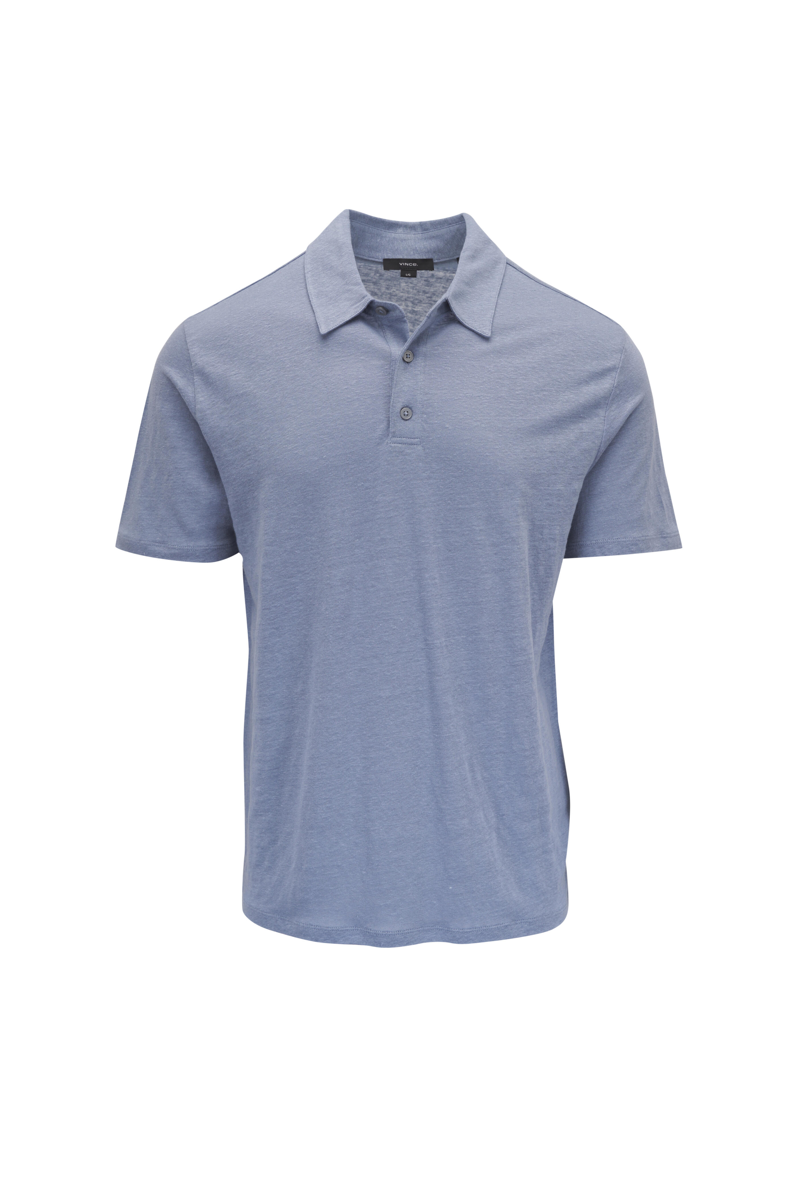 Vince - Blue Short Sleeve Linen Polo