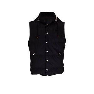 Brunello Cucinelli - Black Wool Down Hooded Vest