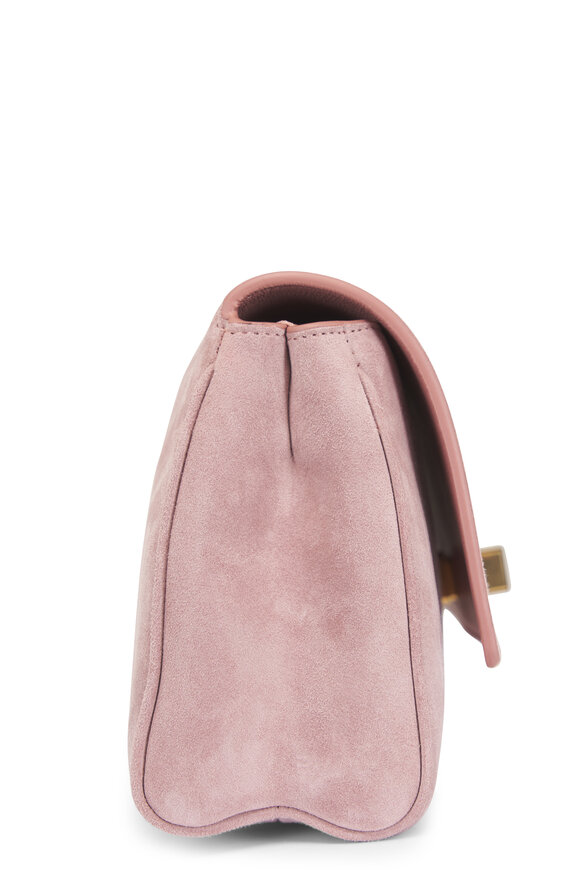Khaite Audrey Dusty Pink Suede Clutch - view 4