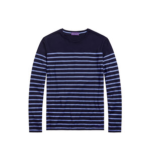 Ralph Lauren Purple Label - Lisle Navy Stripe Long Sleeve T-Shirt