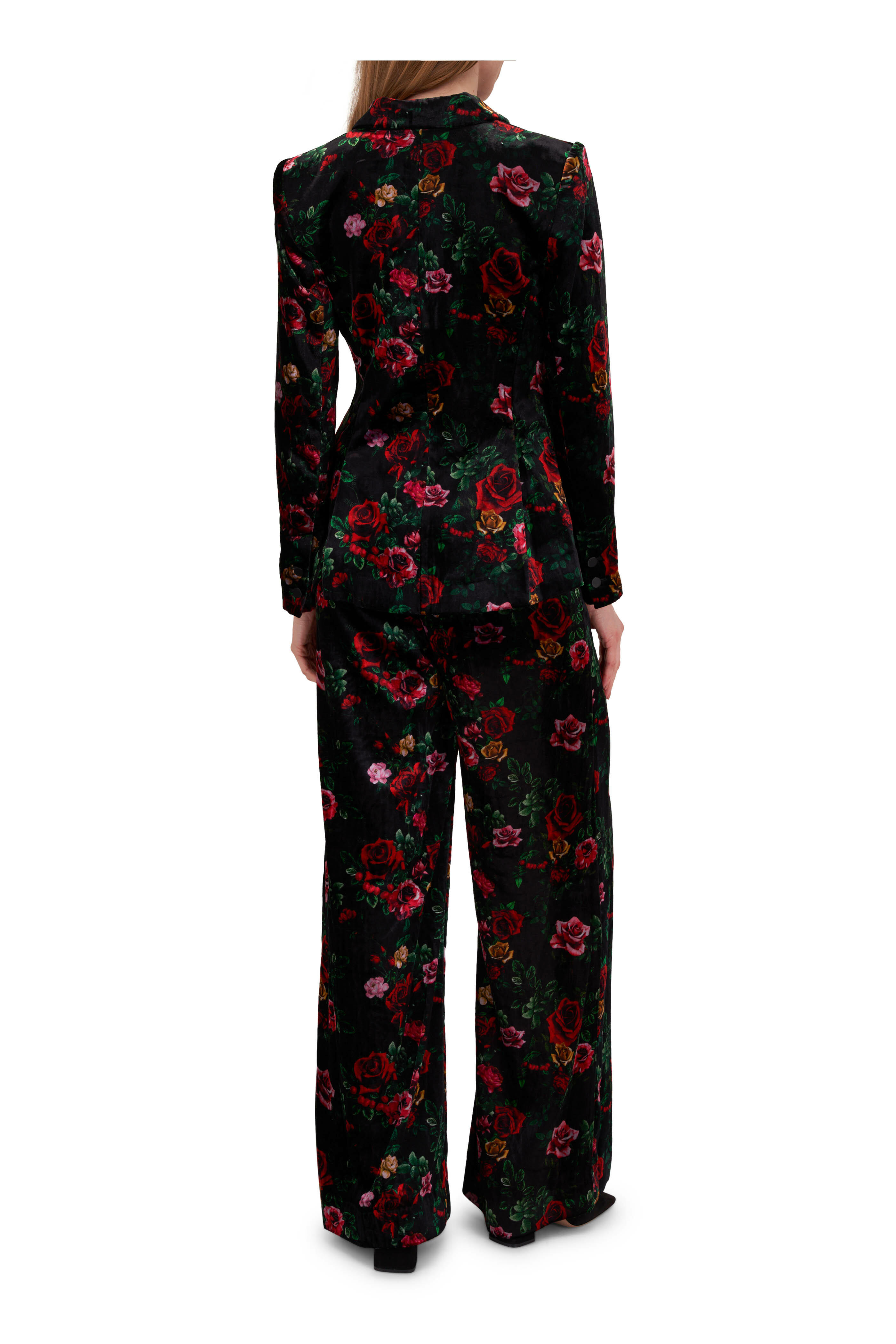 L'Agence - Chamberlain Black Vintage Rose Velvet Blazer