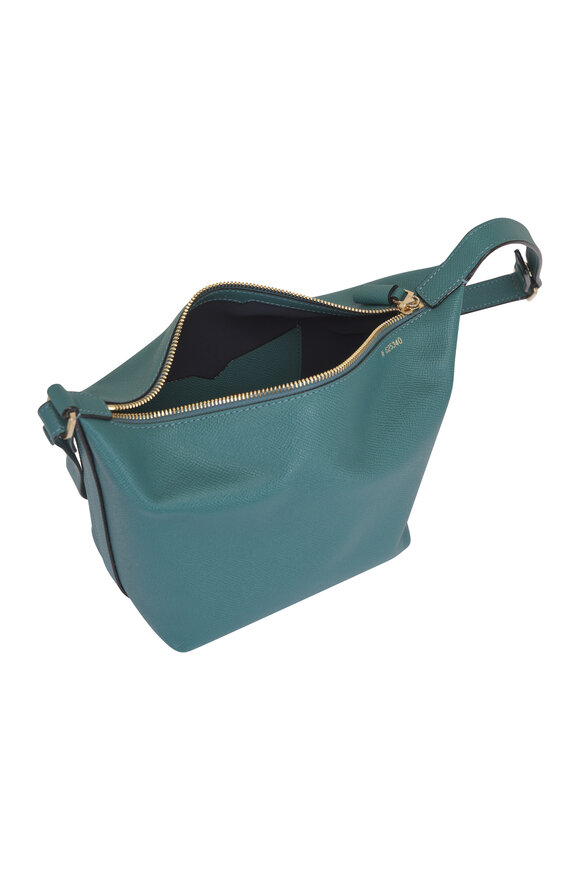 Valextra Mini Mochi Bottle Green Leather Top Handle Bag - view 4