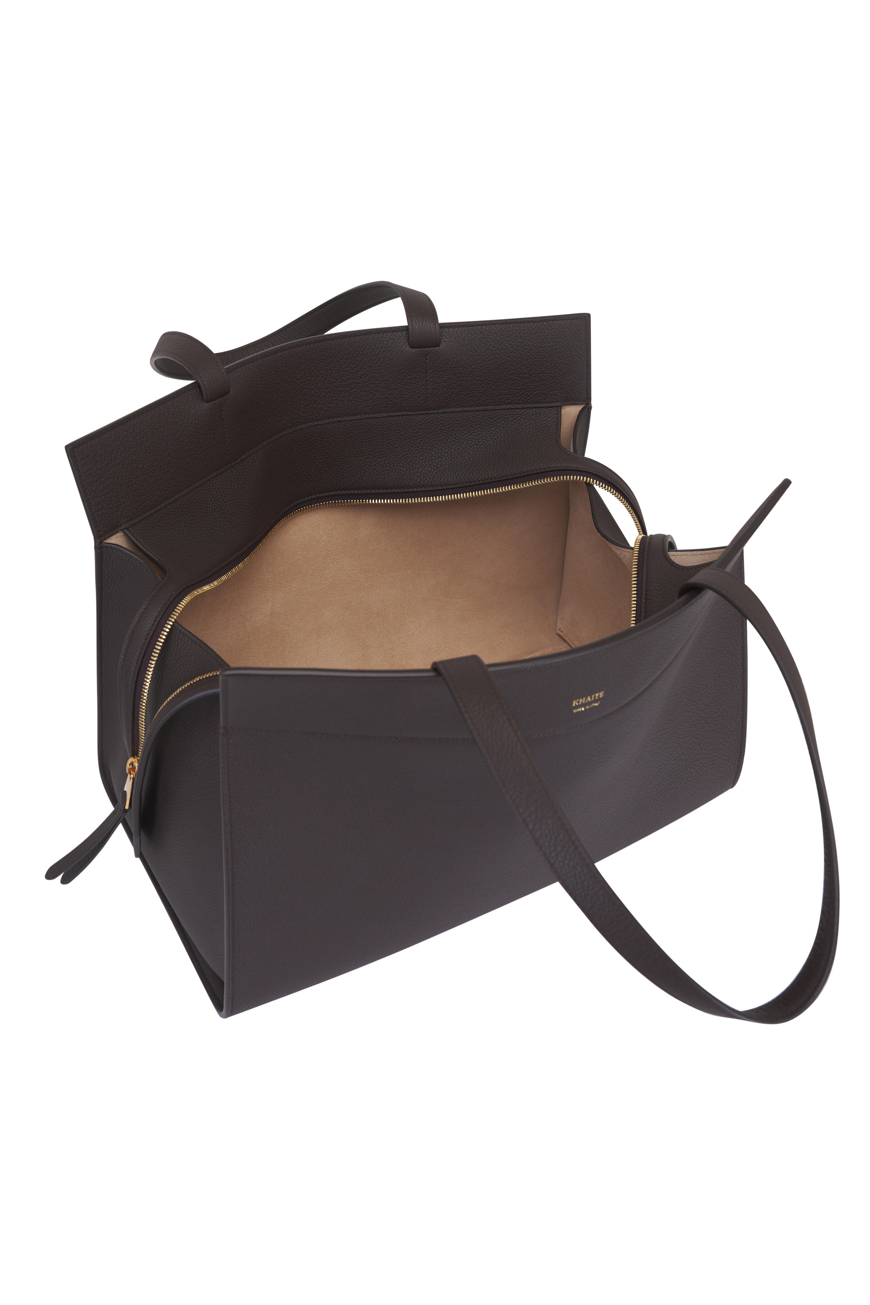 Khaite - Crosby Espresso Pebbled Leather Handbag