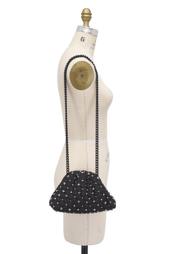 Maria La Rosa Strass Mini Game Black Quilted Rhinestone Clutch - view 7