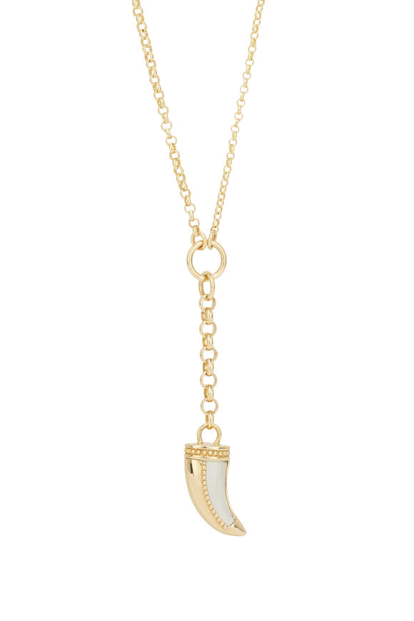 Foundrae 18k Yellow Gold Claw Belcher Necklace - view 2
