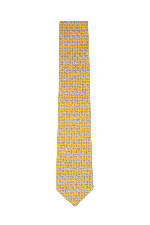 Ferragamo Yellow Turtle Print Silk Necktie