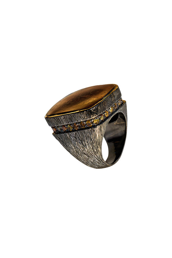 K. Brunini Jewels Brown Diamond & Coco Wood Signet Ring - view 2