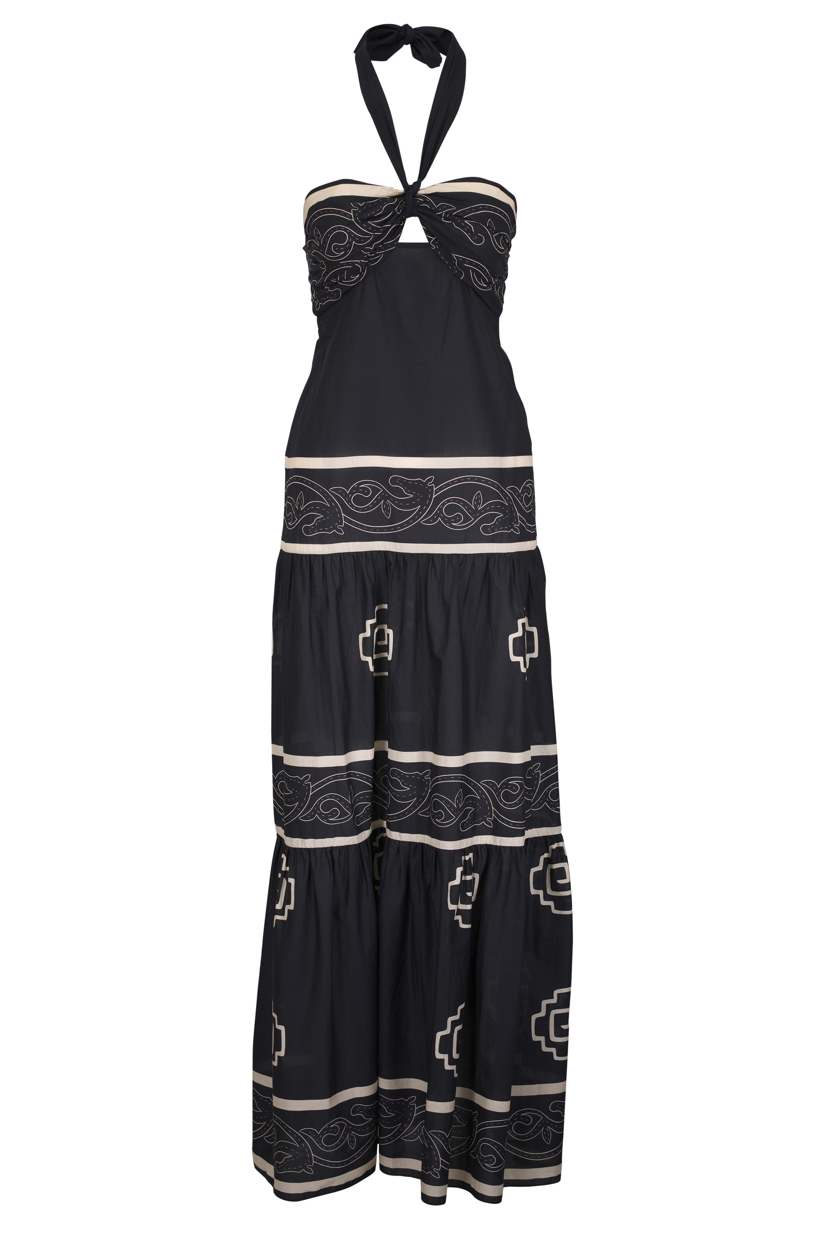 Johanna Ortiz - Orilla Del Mar Black & Ecru Maxi Dress