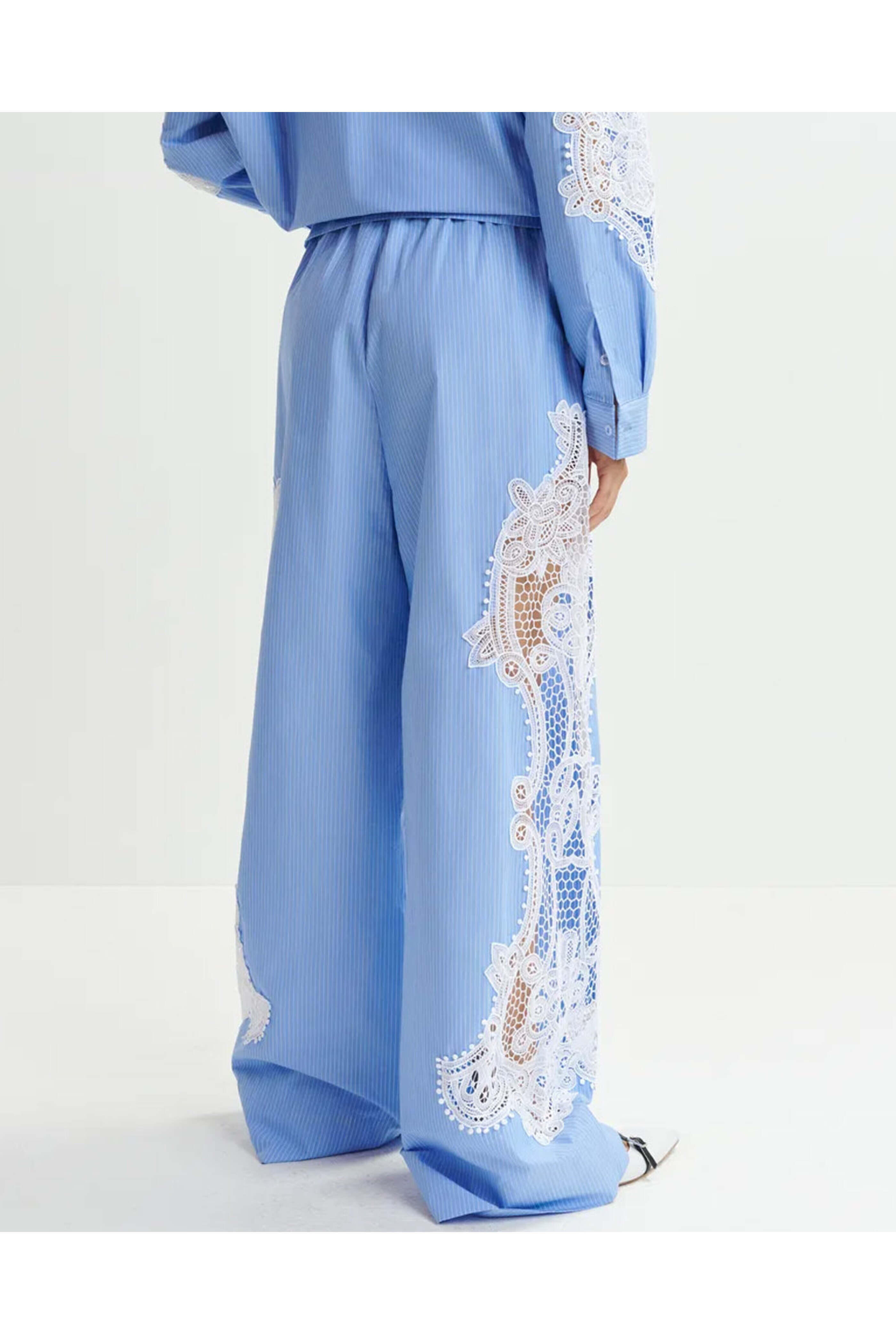 Essentiel Antwerp - Aqua Blue Hace Lace Pant