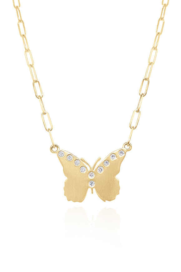 Claudia Mae Evie Small 14K & Diamond Butterfly Necklace