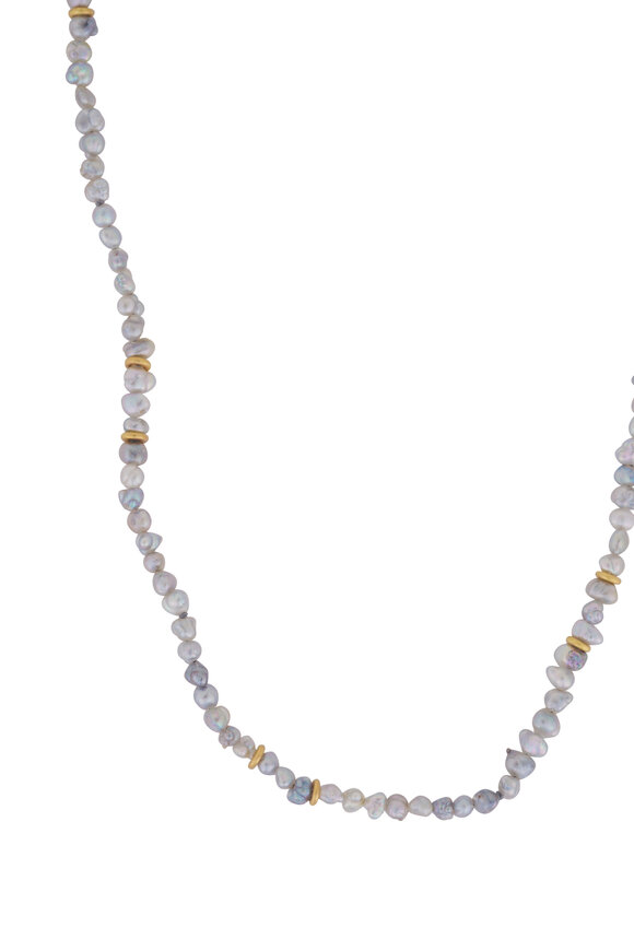 Caroline Ellen 20k Yellow Gold Pearl Strand Necklace - view 2