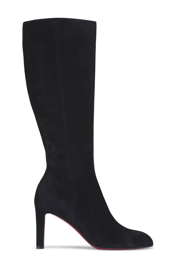 Christian Louboutin Fannylove Tight Black Suede Tall Boot, 85mm - view 2