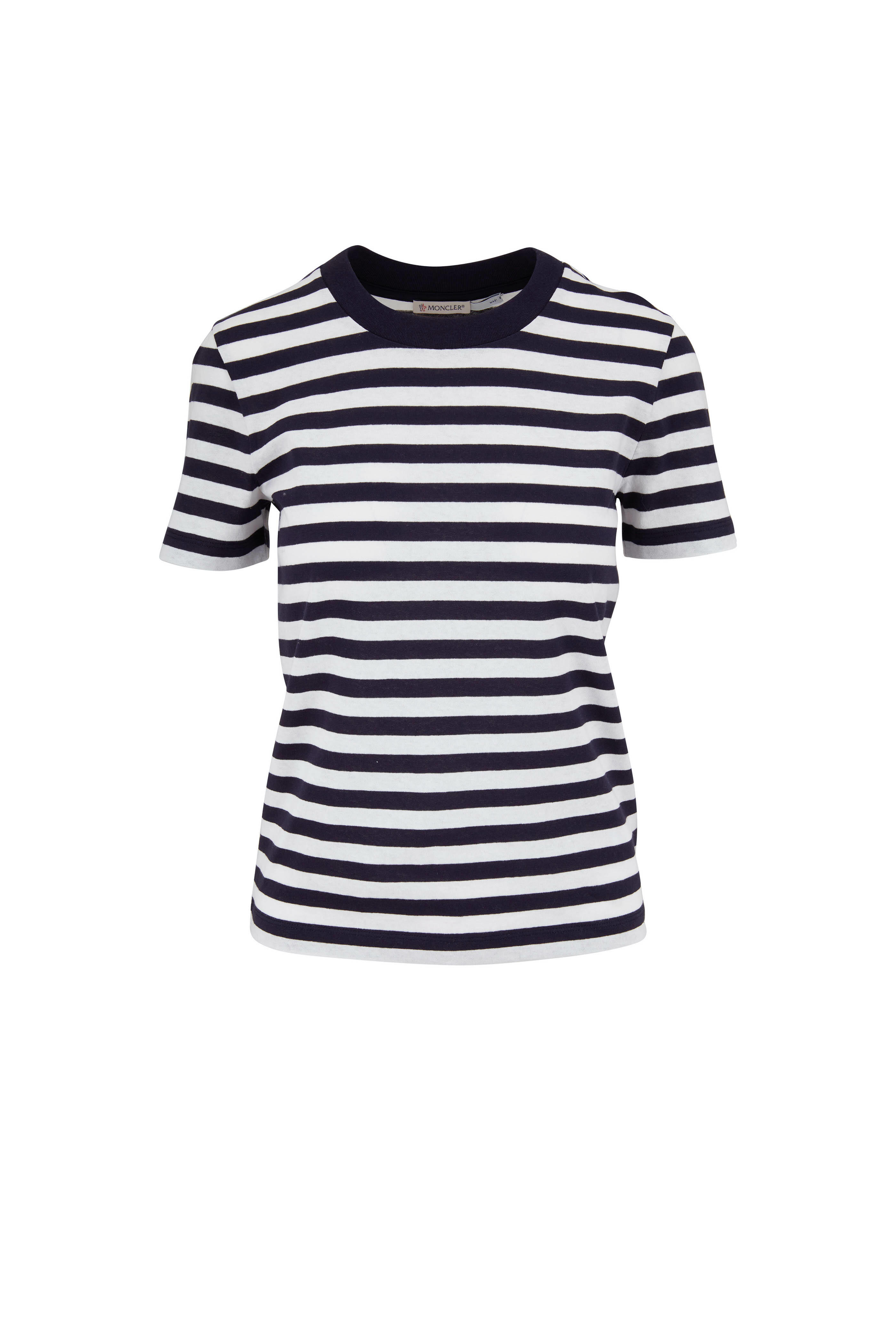 Moncler Navy White Striped Girocollo T Shirt