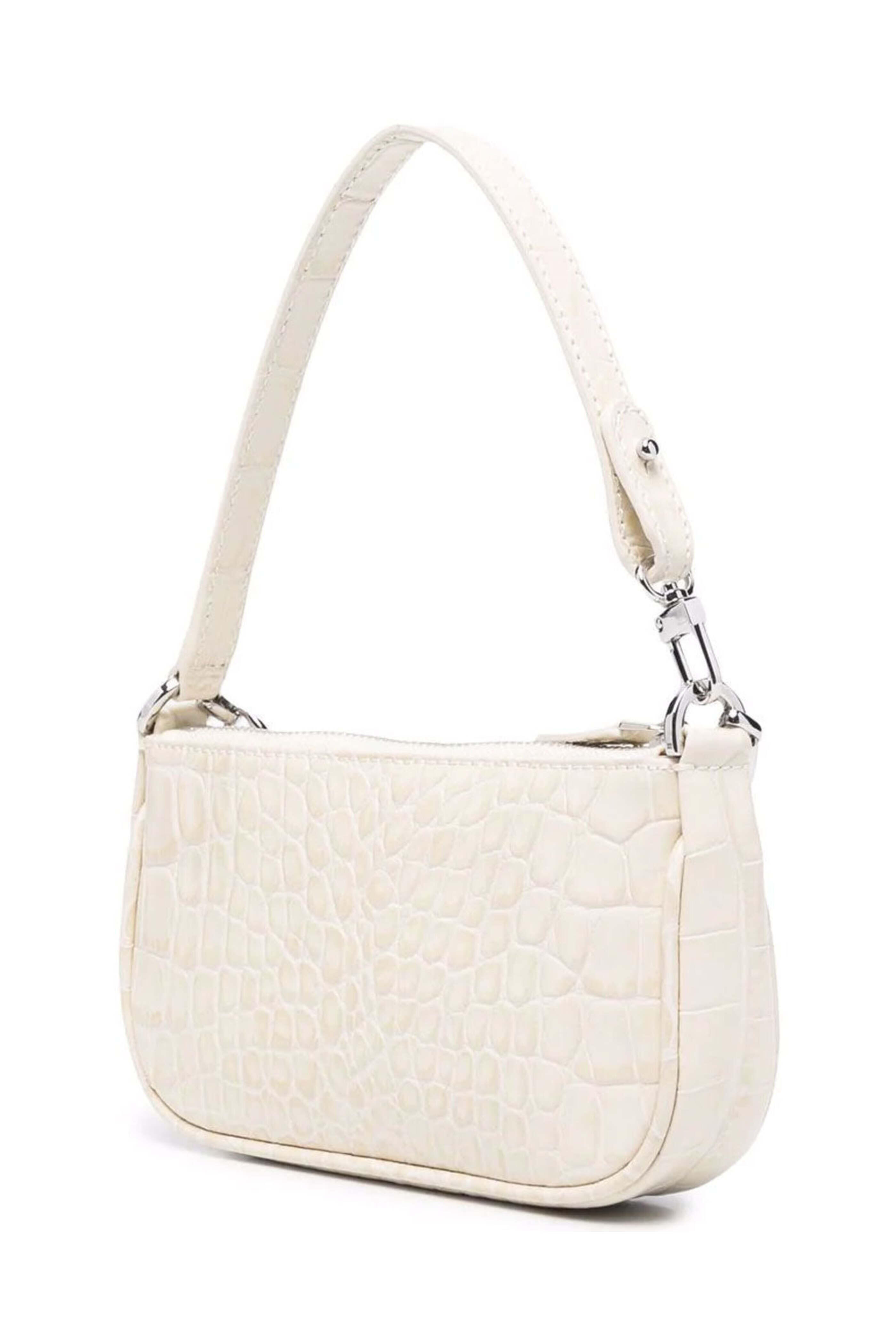 By Far - Mini Rachel Croco Embossed Bag in Cream
