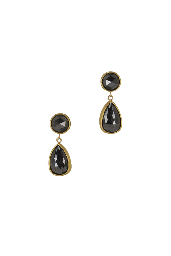 Caroline Ellen - 22K Black Diamond Drop Earrings