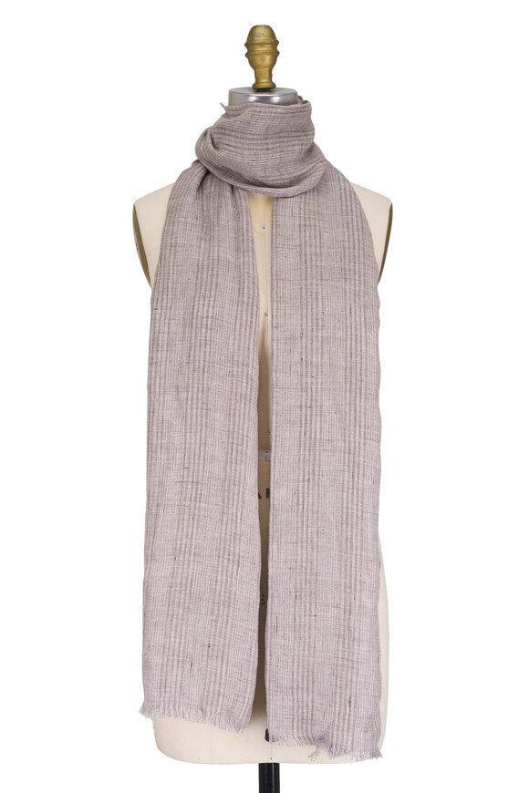 Brunello Cucinelli Beige Stripe Lurex Scarf