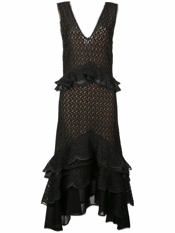 Jonathan Simkhai - Black Ruffle Lace Knit Dress