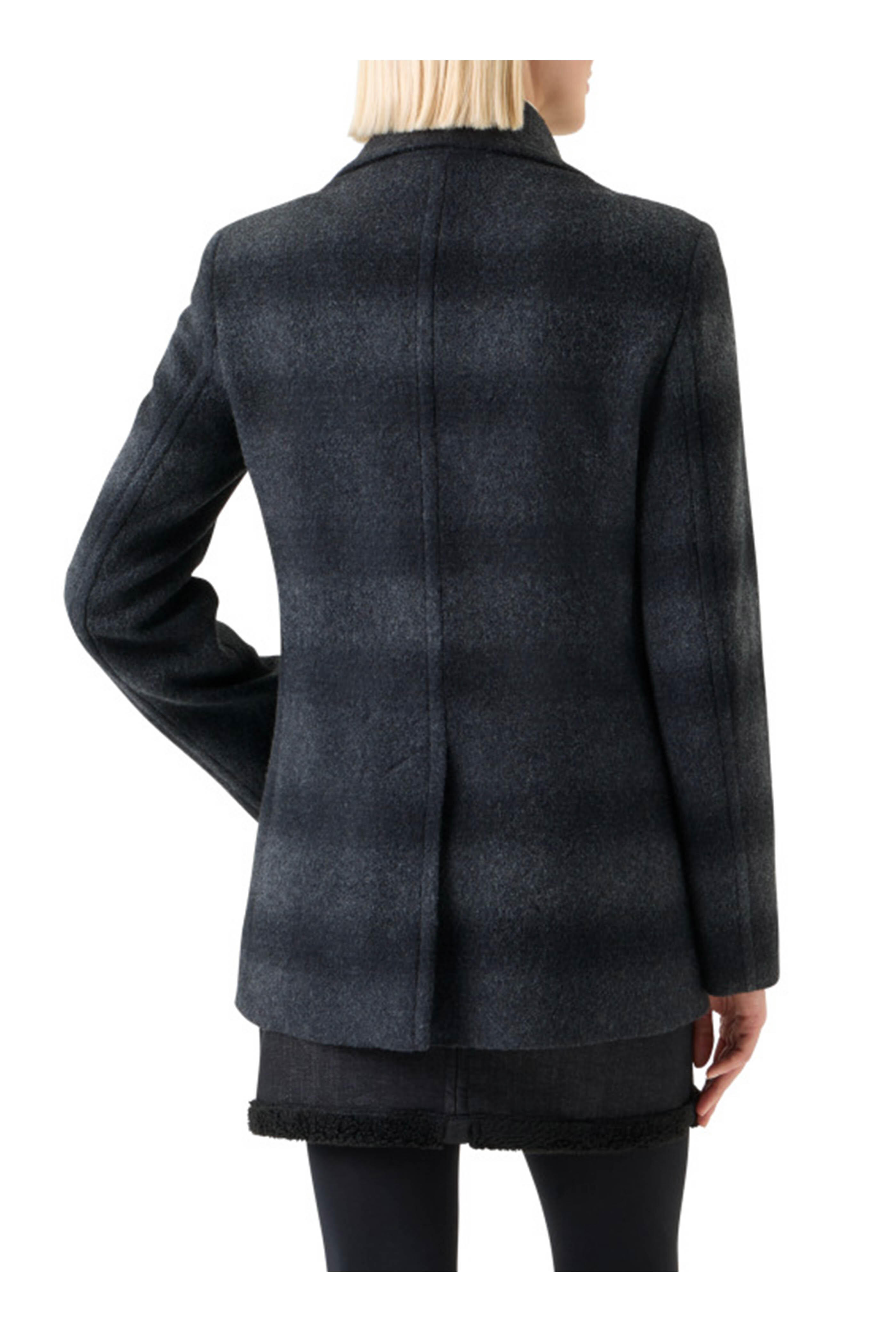 Akris Punto - Charcoal Gray Blurred Check Peacoat