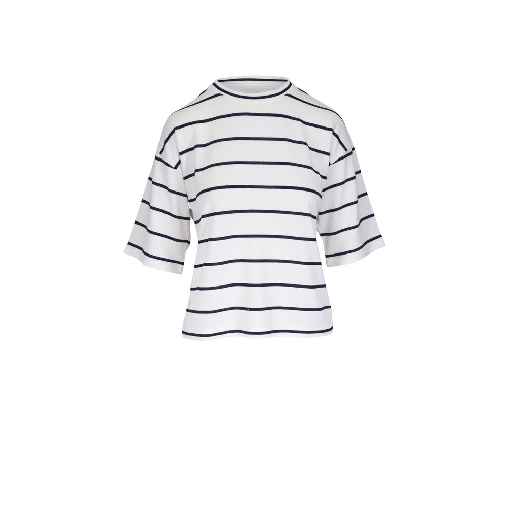 Tシャツ・カットソー Vince SS25 Shirts (M97309681A 429OXB) Vince - Coastal Blue & White Stripe Wide Sleeve T-Shirt