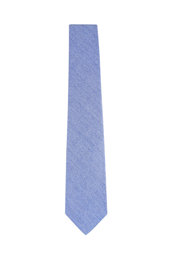 Kiton Light Blue Textured Silk Necktie - view 1