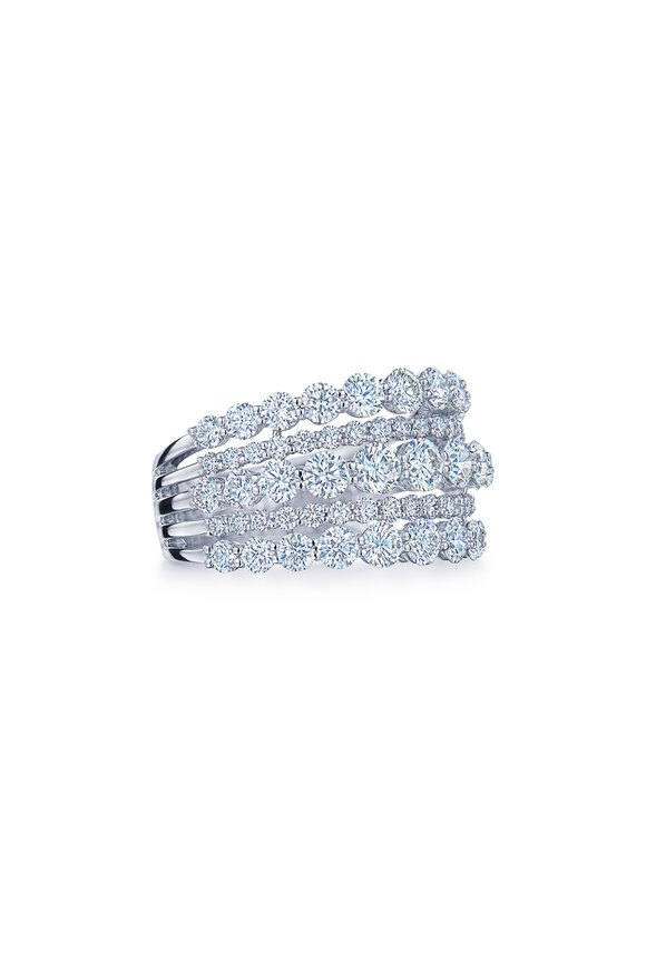 Kwiat 18k White Gold Lyric 5 Row Diamond Ring
