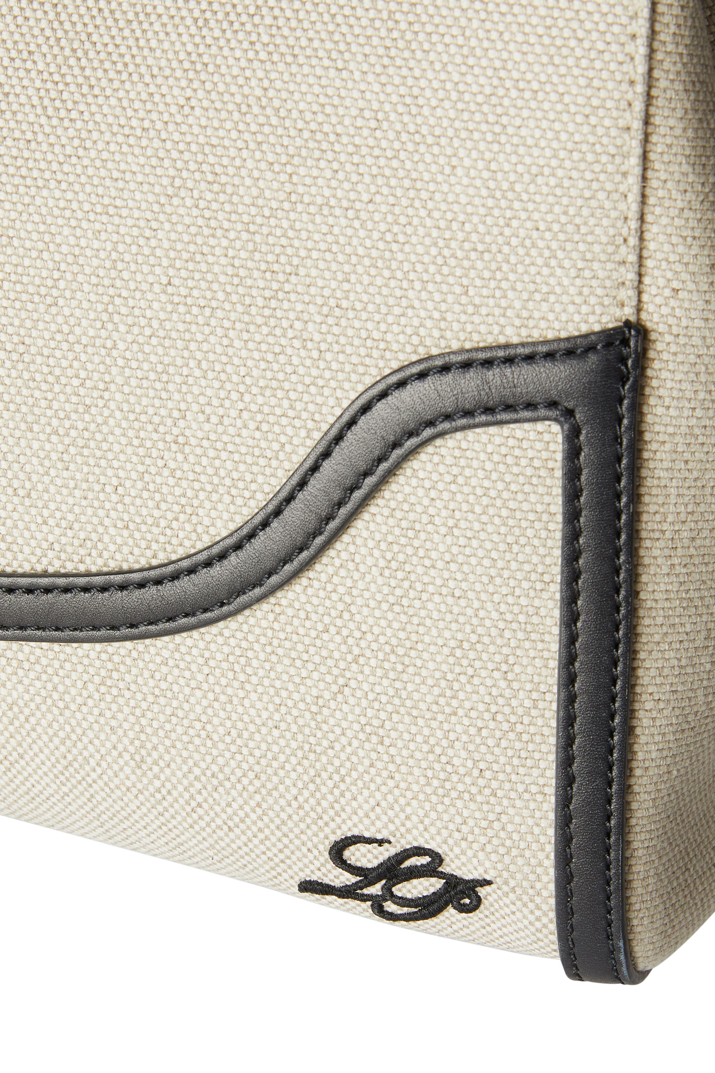 直営店【Loro Piana】ラージ ハッピーデイバッグ コットンリネン Loro Piana - Large Sesia Happy Day Beige Canvas & Navy Blue Bag